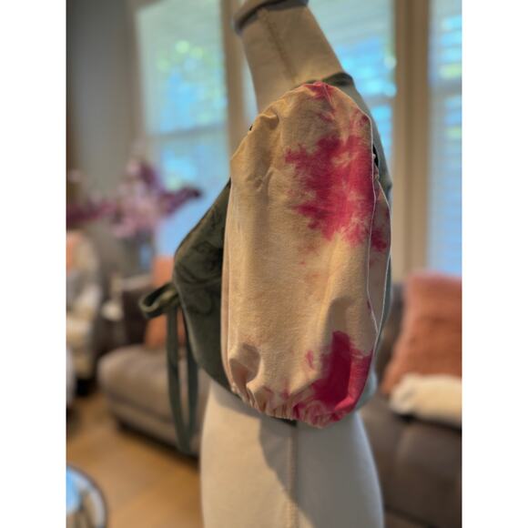 Upcycled Hang Loose Crop Top Pink and Green Tie Front Size S-M | SAME DAY SHIP - Picture 4 of 7